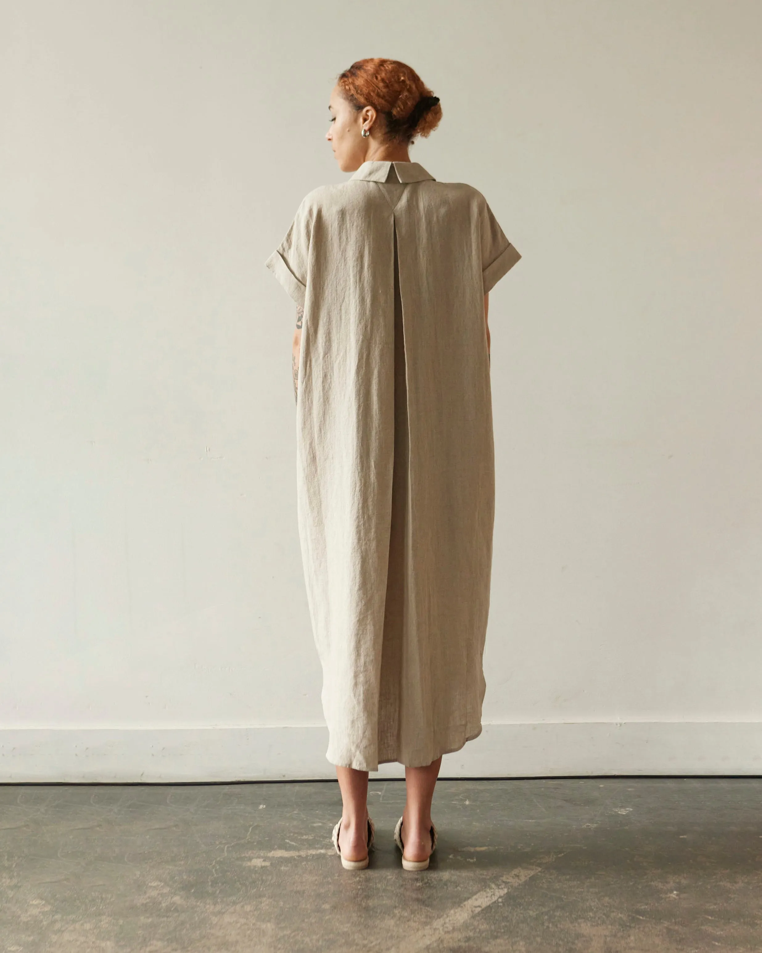 7115 Linen Maxi Shirtdress, Oatmeal