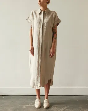 7115 Linen Maxi Shirtdress, Oatmeal