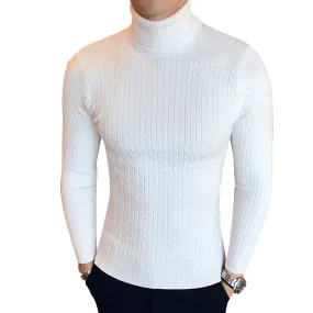 Aidase Winter High Neck Thick Warm Sweater Men Turtleneck Brand Mens Sweaters Slim Fit Pullover Men Knitwear Male Double collar