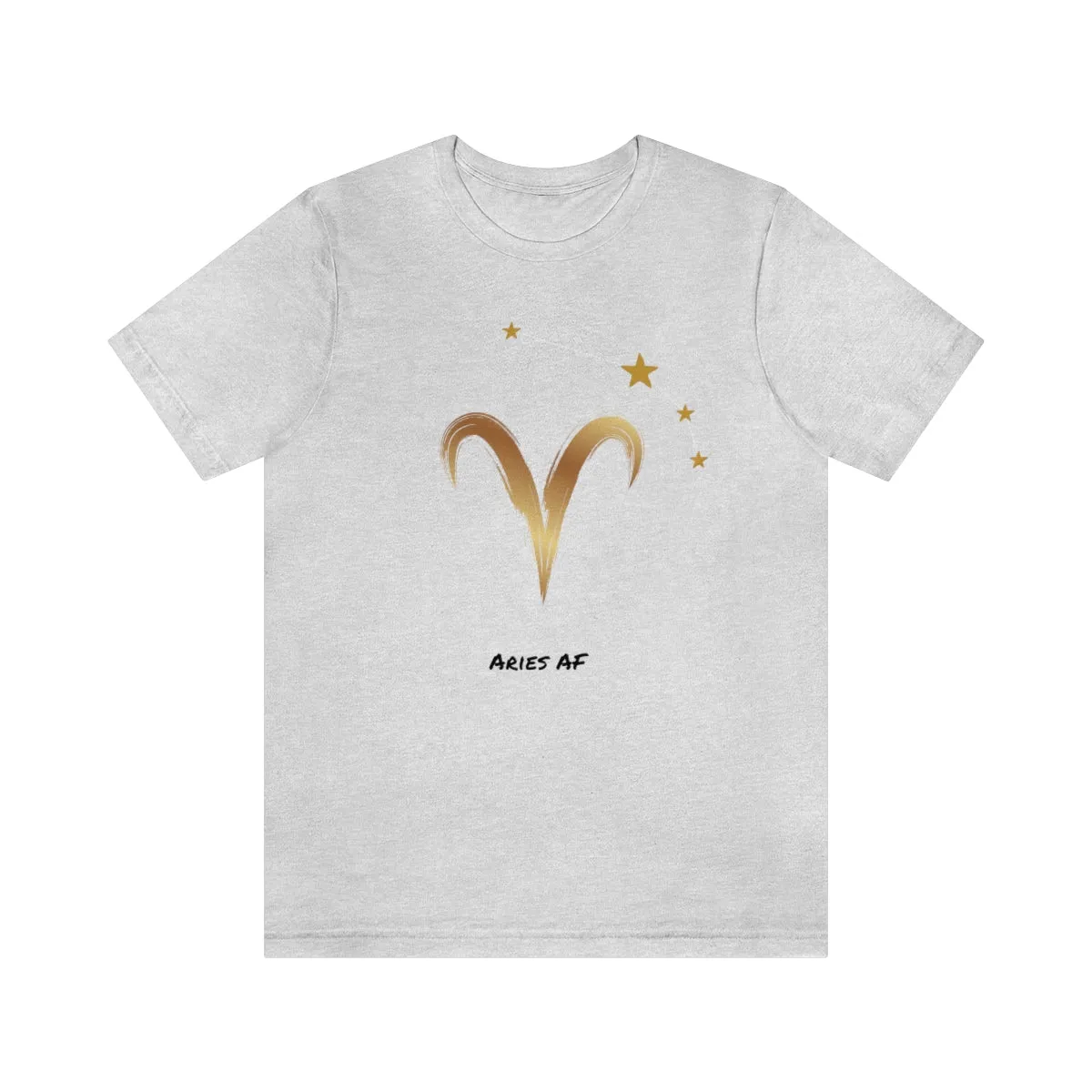 Aries Symbol Gold and Stars AF T-Shirt | Fun Aries T-Shirt | Zodiac T-Shirt | Zodiac Sign Shirt | Astrology | Star Sign | Unisex Jersey Short Sleeve Tee