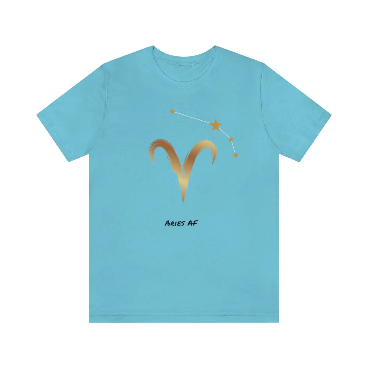 Aries Symbol Gold and Stars AF T-Shirt | Fun Aries T-Shirt | Zodiac T-Shirt | Zodiac Sign Shirt | Astrology | Star Sign | Unisex Jersey Short Sleeve Tee