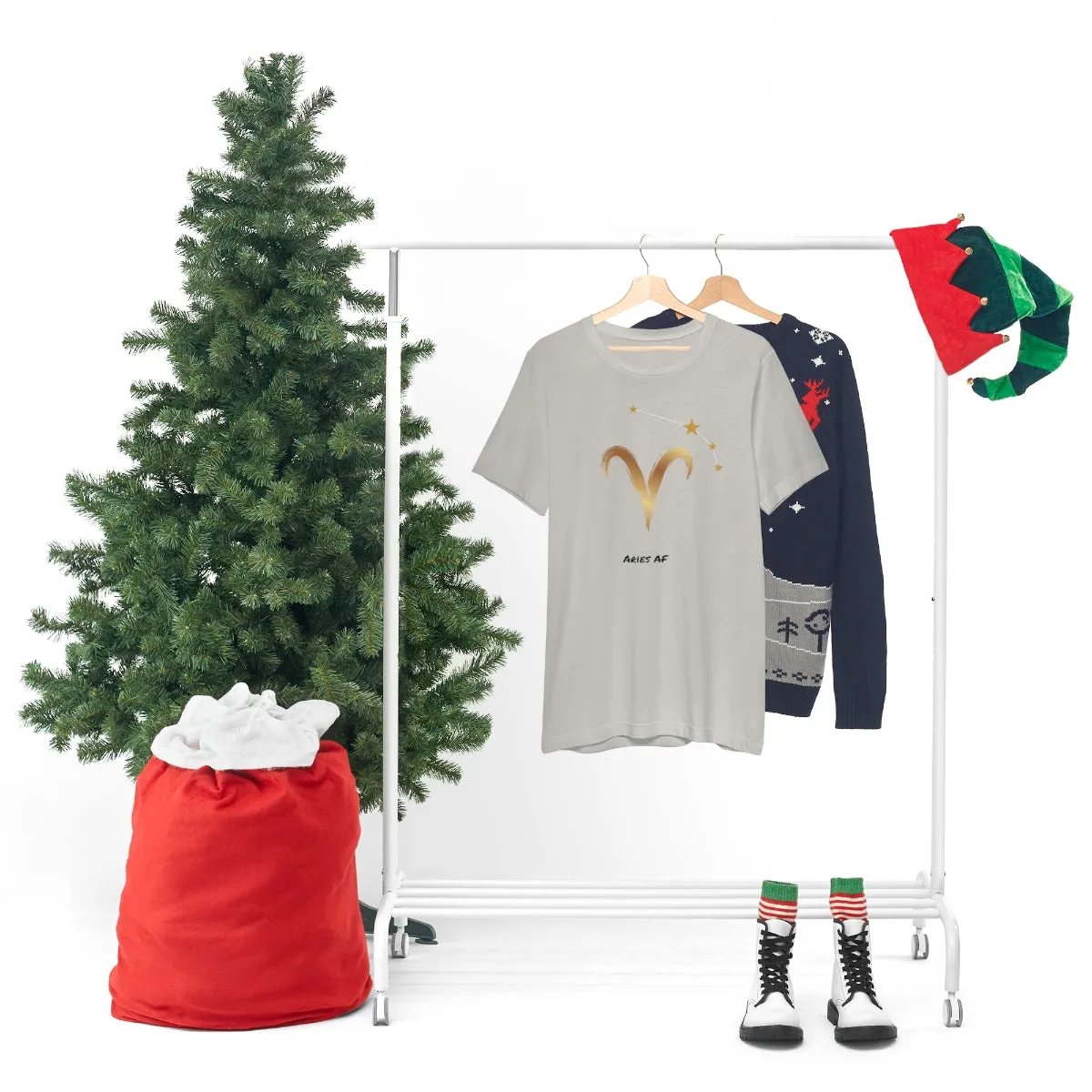 Aries Symbol Gold and Stars AF T-Shirt | Fun Aries T-Shirt | Zodiac T-Shirt | Zodiac Sign Shirt | Astrology | Star Sign | Unisex Jersey Short Sleeve Tee