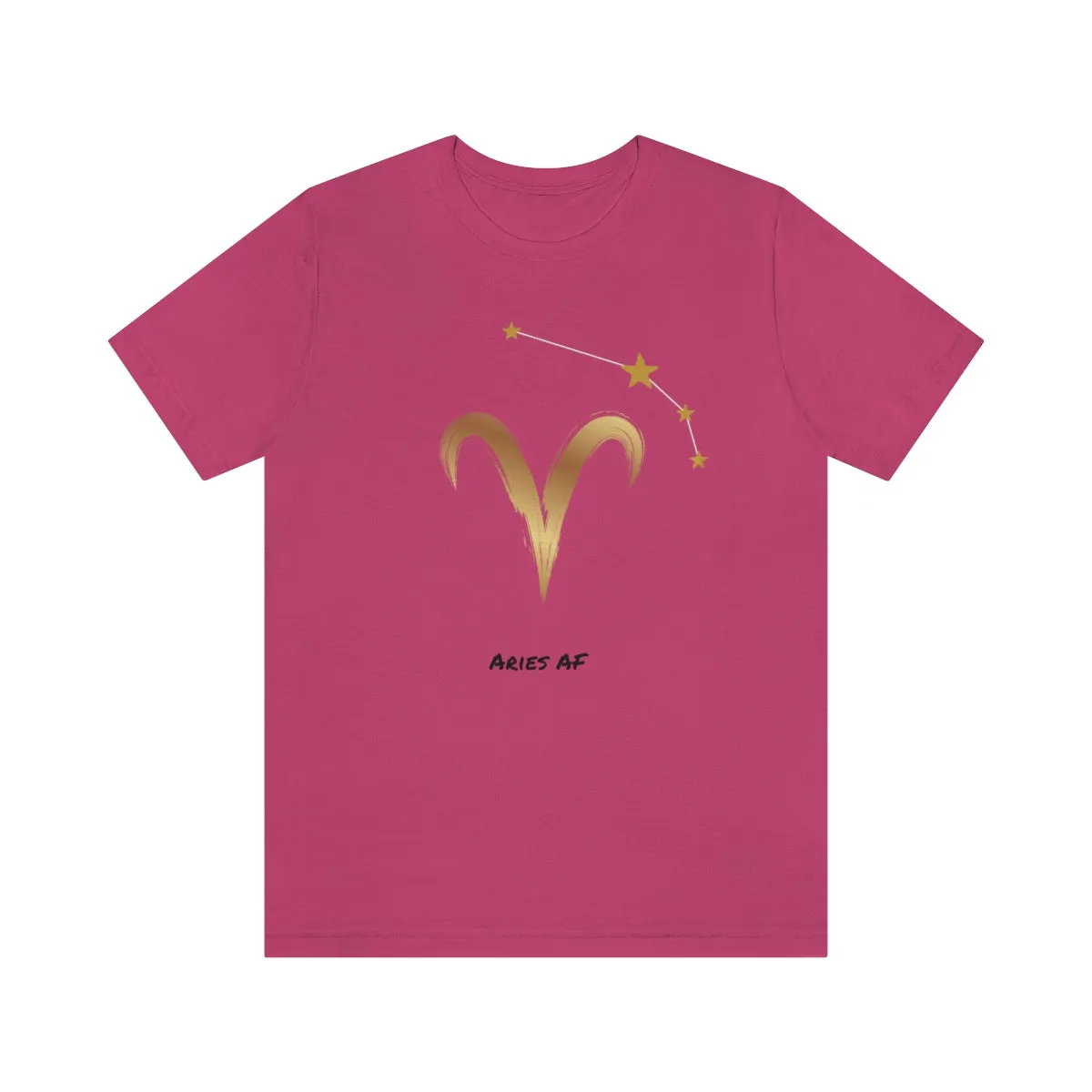 Aries Symbol Gold and Stars AF T-Shirt | Fun Aries T-Shirt | Zodiac T-Shirt | Zodiac Sign Shirt | Astrology | Star Sign | Unisex Jersey Short Sleeve Tee