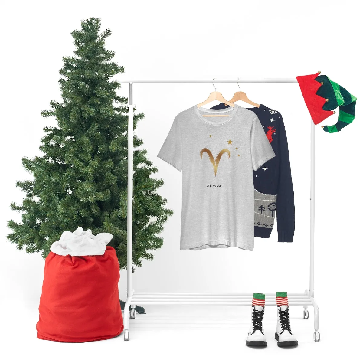 Aries Symbol Gold and Stars AF T-Shirt | Fun Aries T-Shirt | Zodiac T-Shirt | Zodiac Sign Shirt | Astrology | Star Sign | Unisex Jersey Short Sleeve Tee