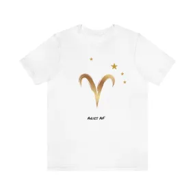 Aries Symbol Gold and Stars AF T-Shirt | Fun Aries T-Shirt | Zodiac T-Shirt | Zodiac Sign Shirt | Astrology | Star Sign | Unisex Jersey Short Sleeve Tee