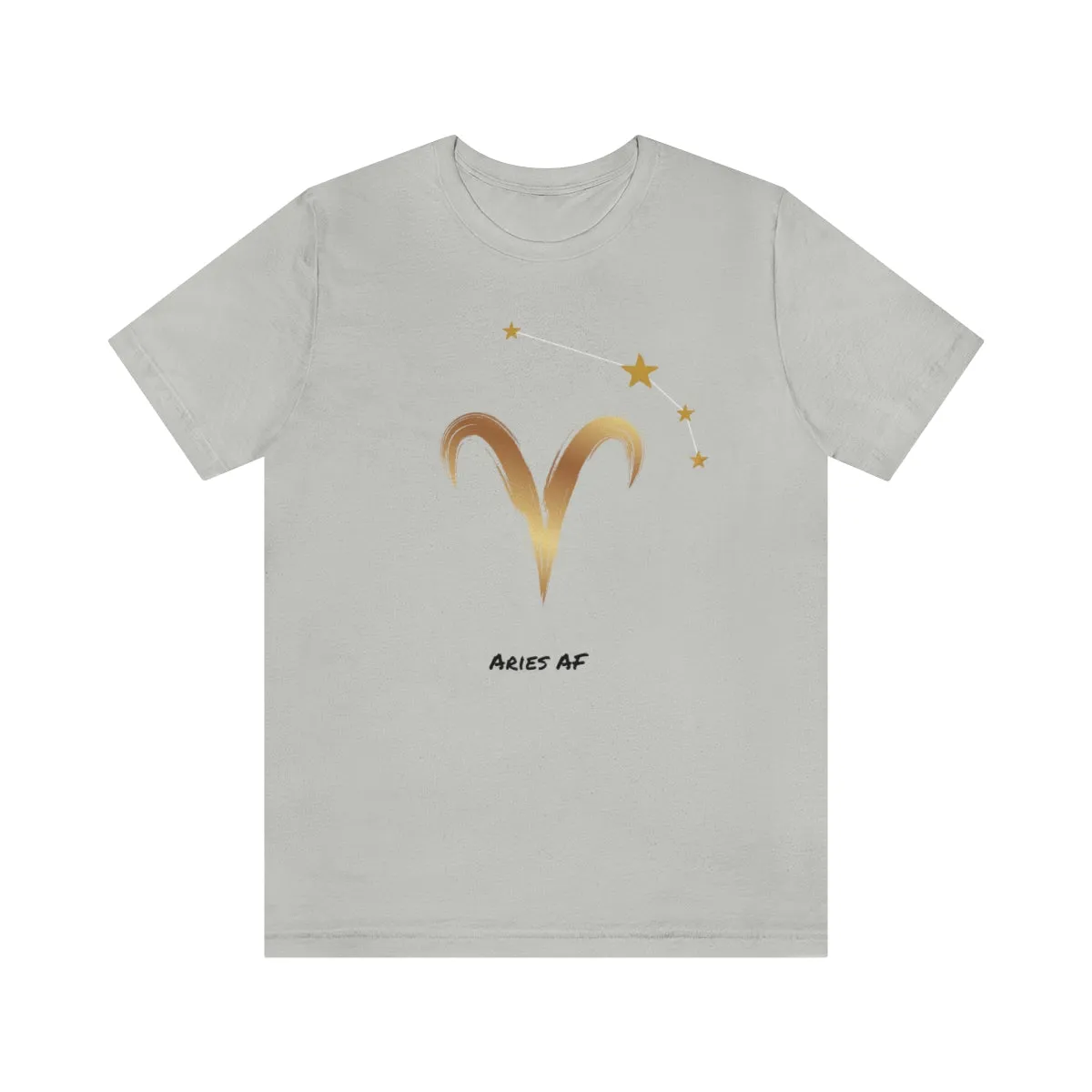 Aries Symbol Gold and Stars AF T-Shirt | Fun Aries T-Shirt | Zodiac T-Shirt | Zodiac Sign Shirt | Astrology | Star Sign | Unisex Jersey Short Sleeve Tee