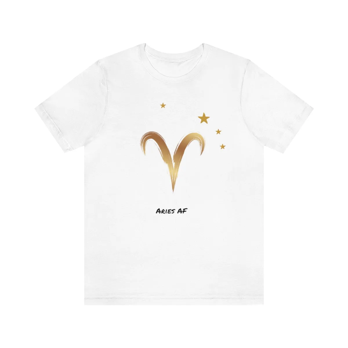 Aries Symbol Gold and Stars AF T-Shirt | Fun Aries T-Shirt | Zodiac T-Shirt | Zodiac Sign Shirt | Astrology | Star Sign | Unisex Jersey Short Sleeve Tee