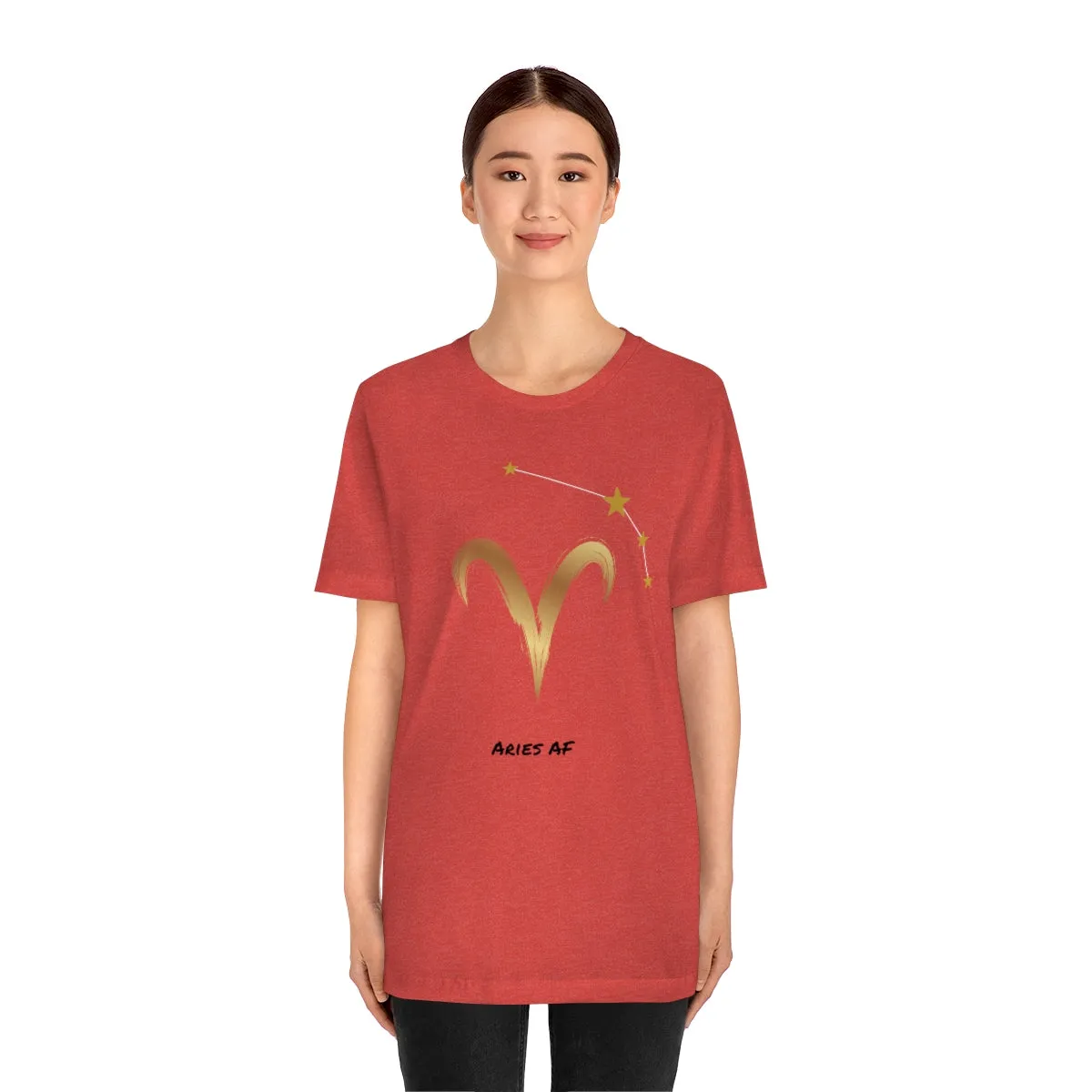 Aries Symbol Gold and Stars AF T-Shirt | Fun Aries T-Shirt | Zodiac T-Shirt | Zodiac Sign Shirt | Astrology | Star Sign | Unisex Jersey Short Sleeve Tee