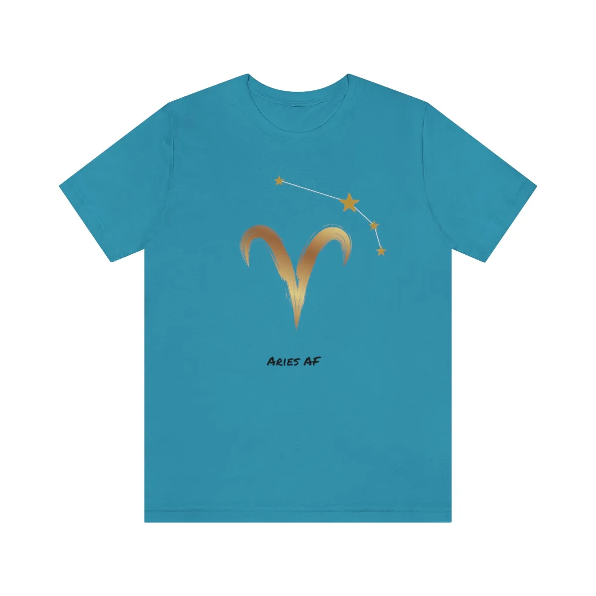 Aries Symbol Gold and Stars AF T-Shirt | Fun Aries T-Shirt | Zodiac T-Shirt | Zodiac Sign Shirt | Astrology | Star Sign | Unisex Jersey Short Sleeve Tee