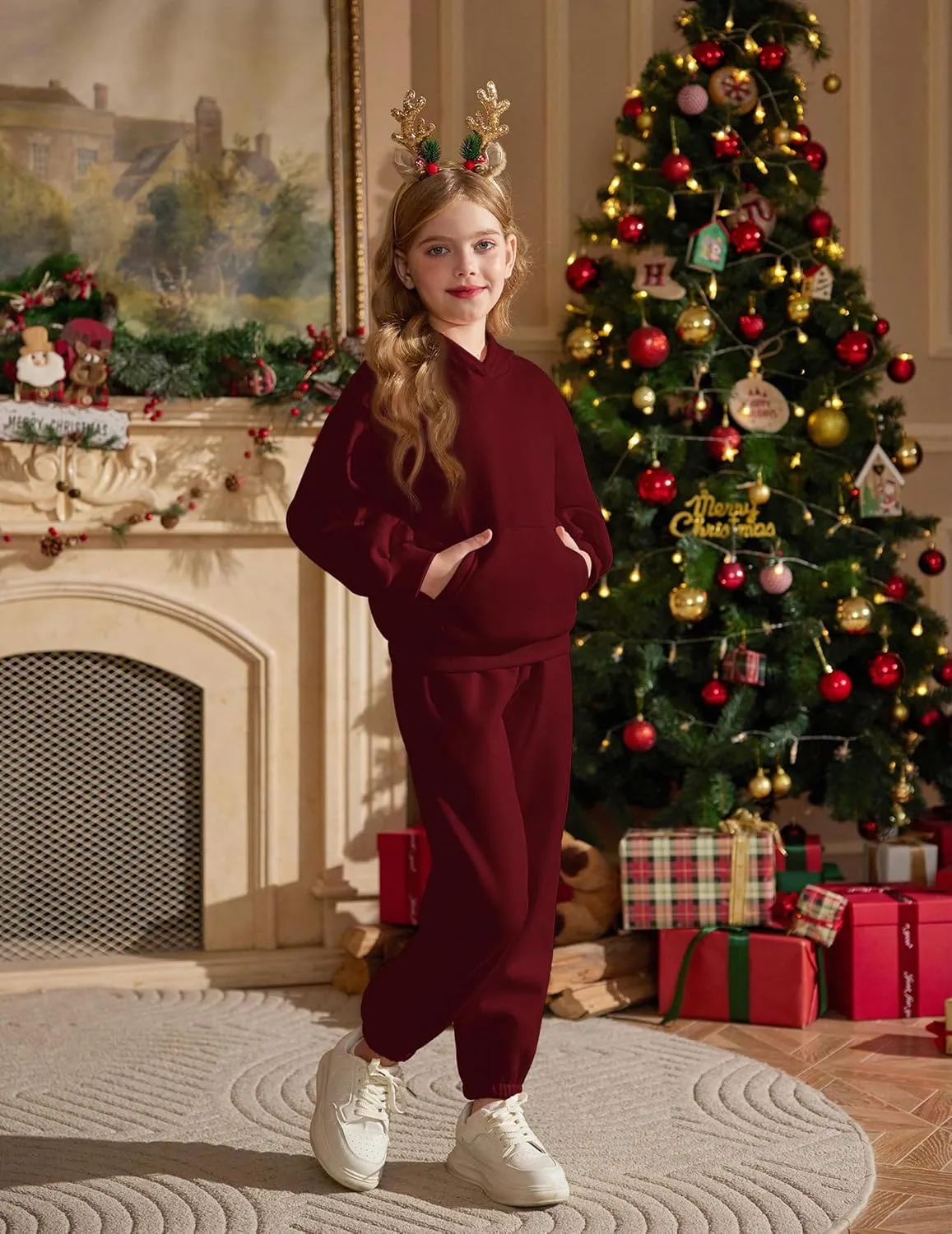 Arshiner Girls 2 Piece Hoodie Sets Oversized Sweatshirt and Baggy