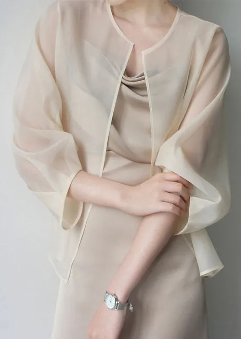 Beautiful Apricot Organza UPF 50  Cardigans Summer TZ014