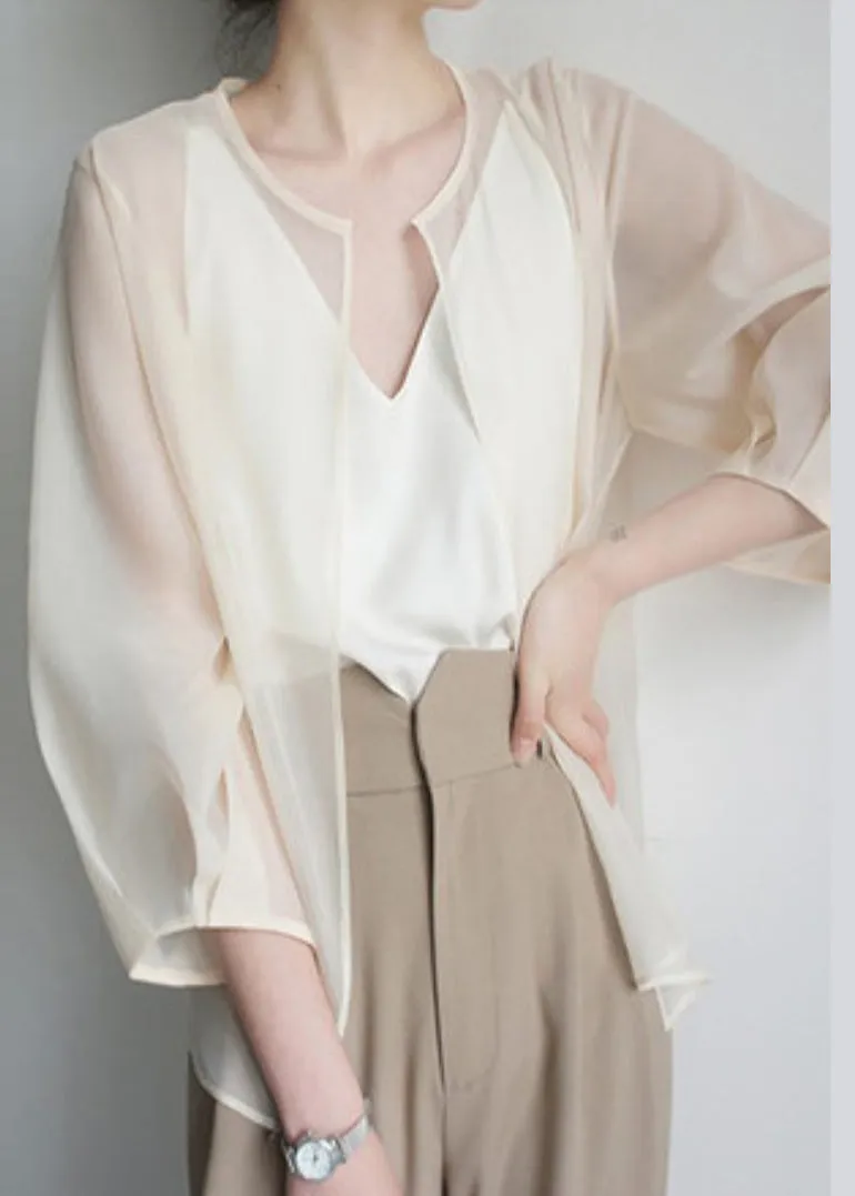 Beautiful Apricot Organza UPF 50  Cardigans Summer TZ014
