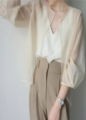 Beautiful Apricot Organza UPF 50  Cardigans Summer TZ014