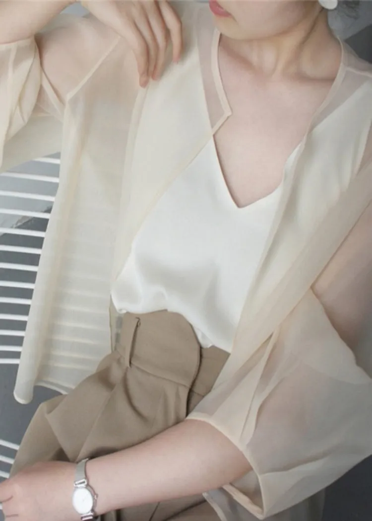Beautiful Apricot Organza UPF 50  Cardigans Summer TZ014