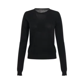 Biker Level Round Neck Knit Sweater in Black