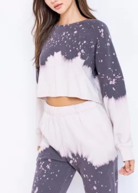 Bleach Tie Dye Raglan Sleeve Crew Neck Sweatshirt