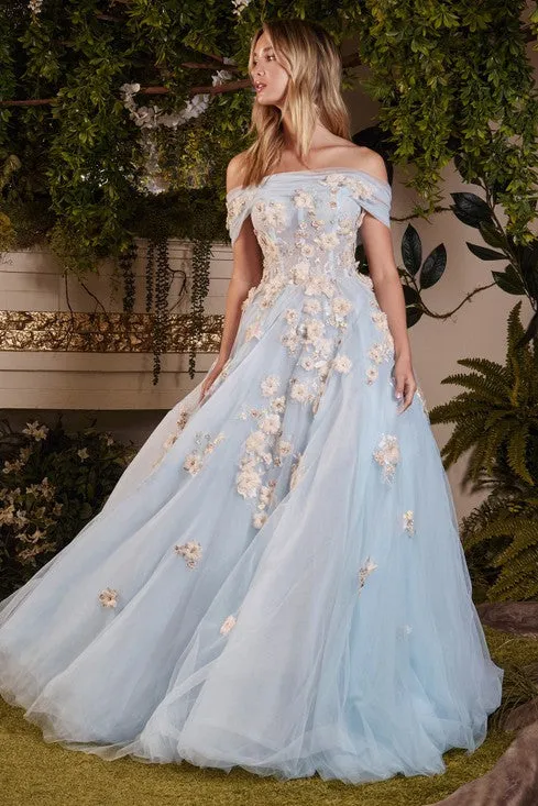 Blue Fairytale Garden Couture Ball Gown