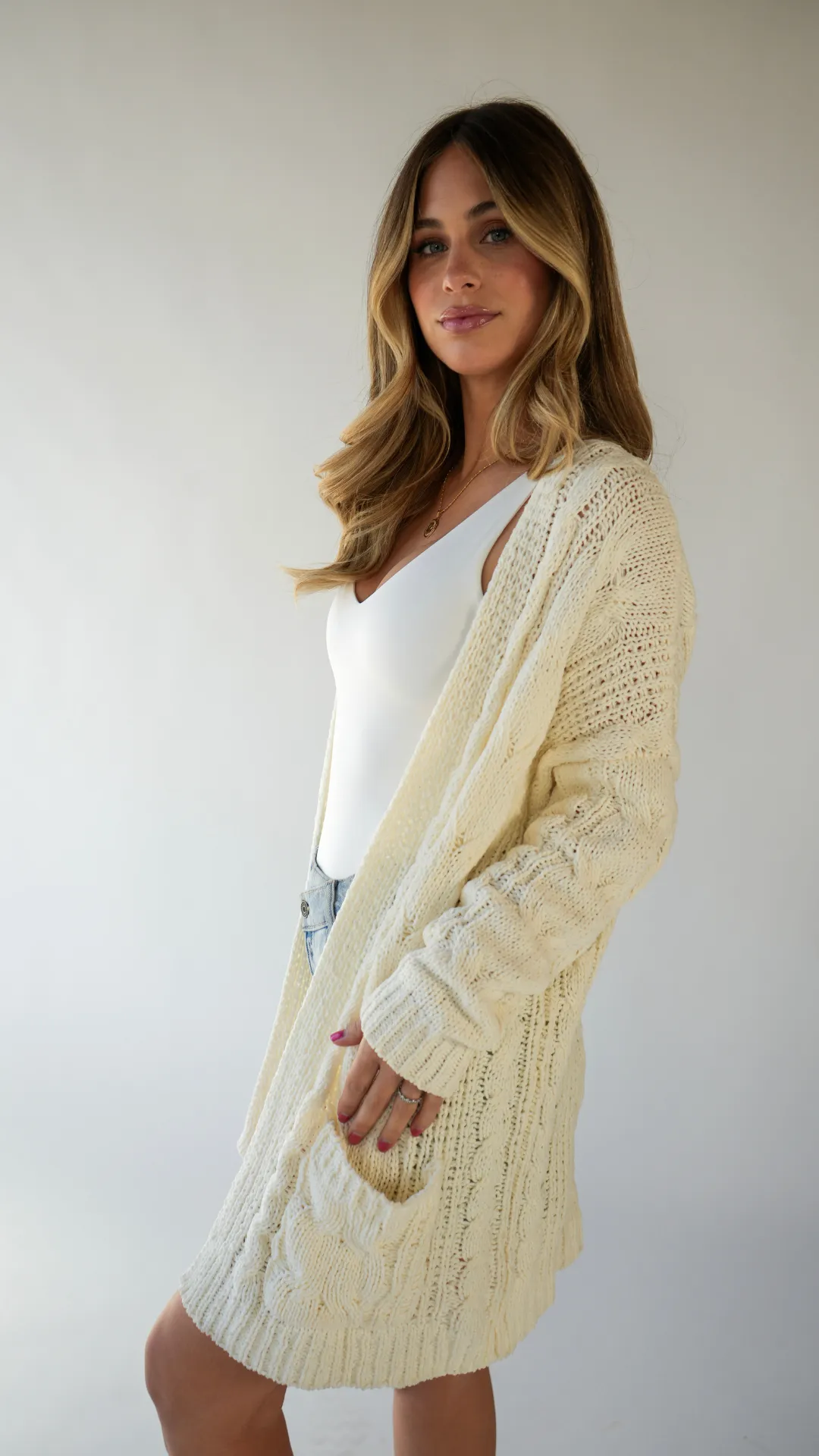 Cable Cardigan W/Pockets
