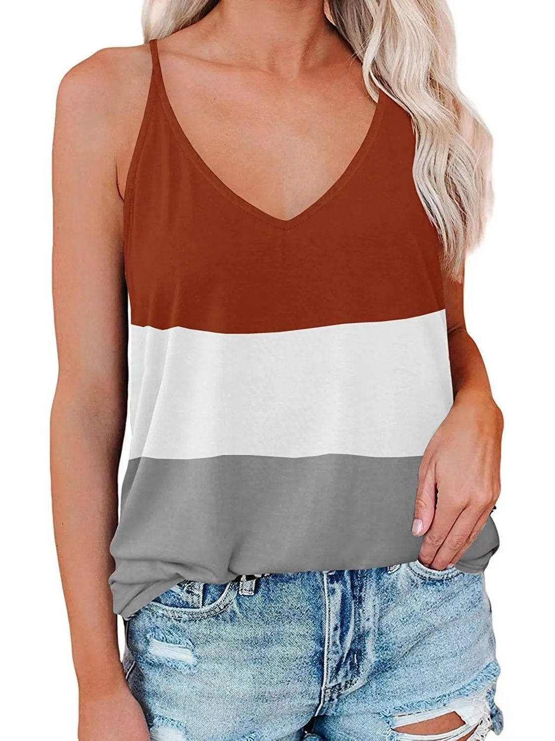 Casual Striped Sleeveless Tank Tops