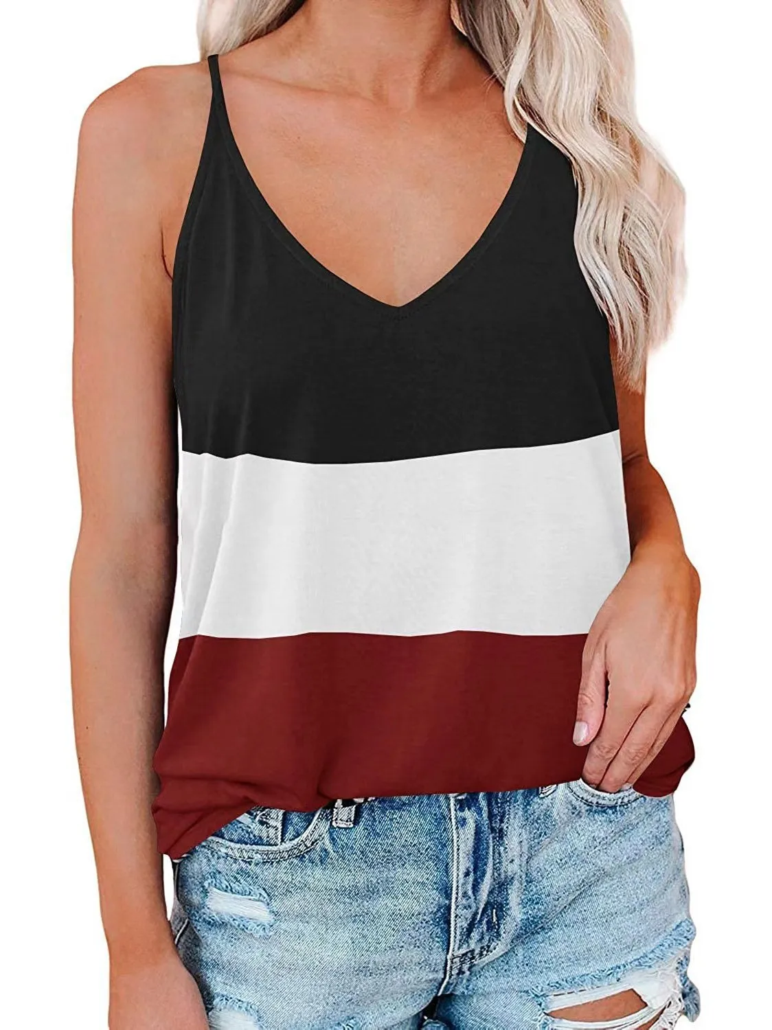 Casual Striped Sleeveless Tank Tops