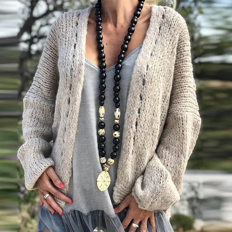 Chunky Knit Hollow Cardigan Sweater
