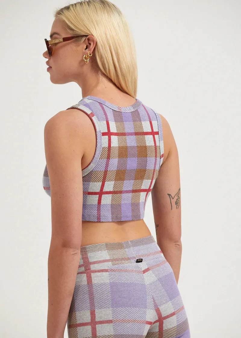 Colby Hemp Rib Check Cropped Singlet - Plum