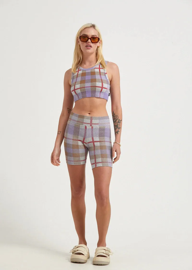 Colby Hemp Rib Check Cropped Singlet - Plum