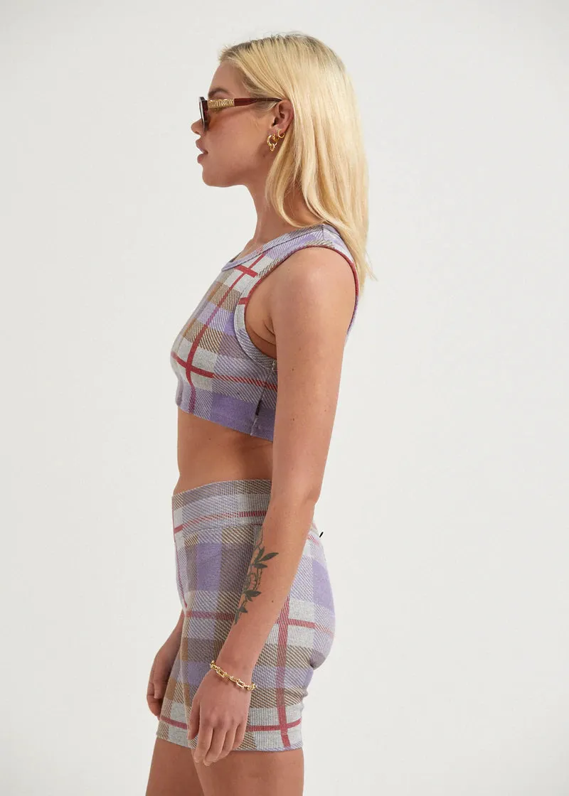 Colby Hemp Rib Check Cropped Singlet - Plum