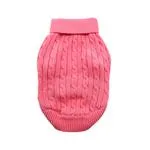 Combed Cotton Cable Knit Dog Sweater - Candy Pink