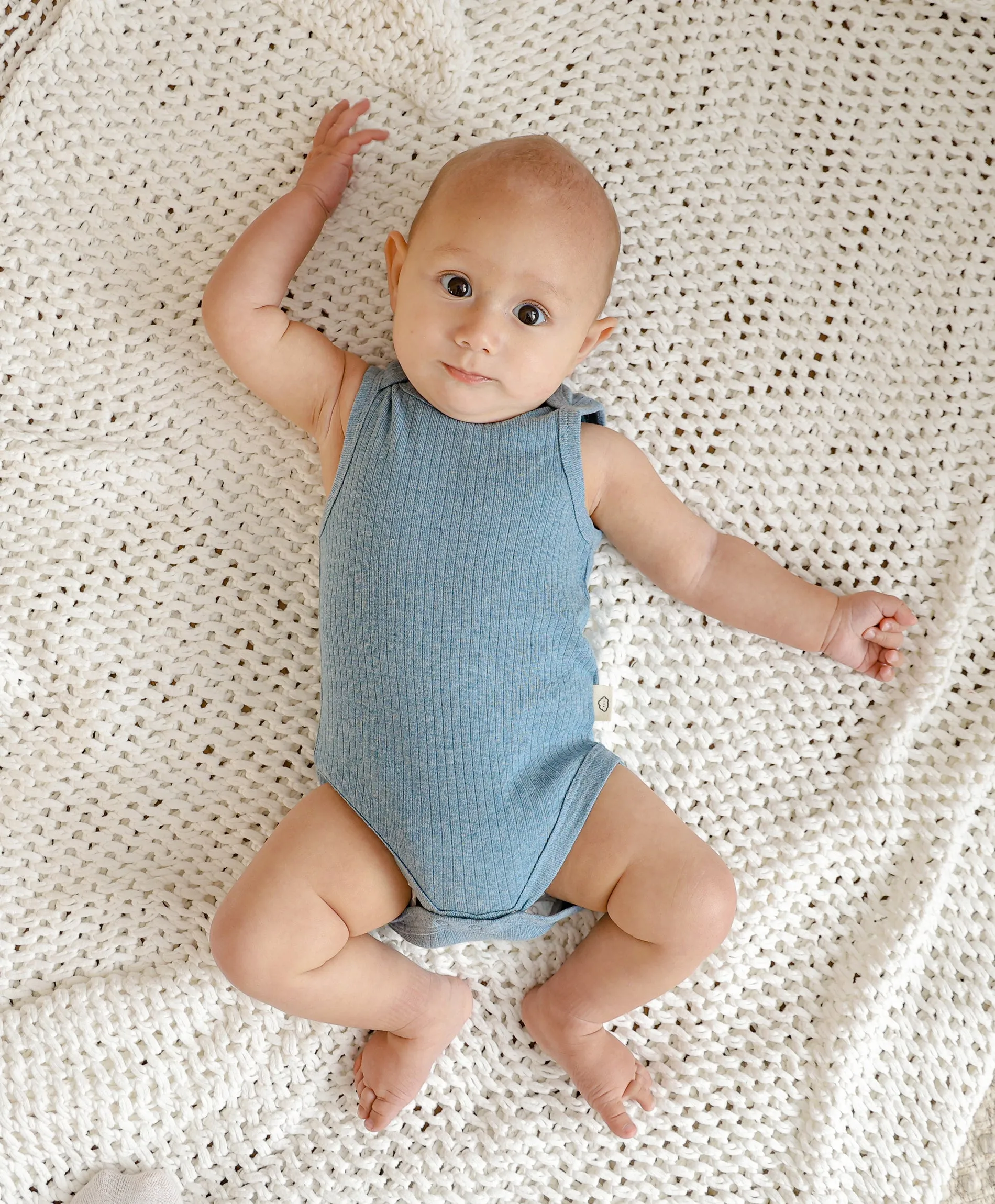 Comfy Baby Singlet Bodysuit - Heather Blue