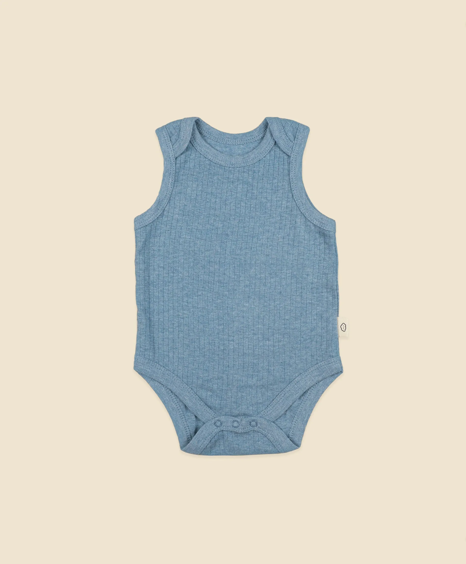 Comfy Baby Singlet Bodysuit - Heather Blue