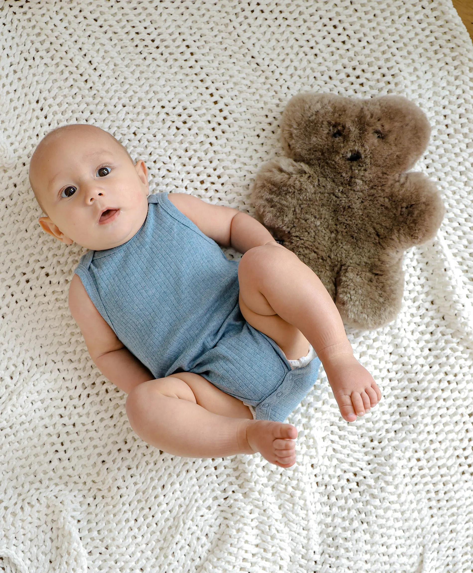 Comfy Baby Singlet Bodysuit - Heather Blue