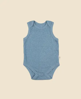 Comfy Baby Singlet Bodysuit - Heather Blue