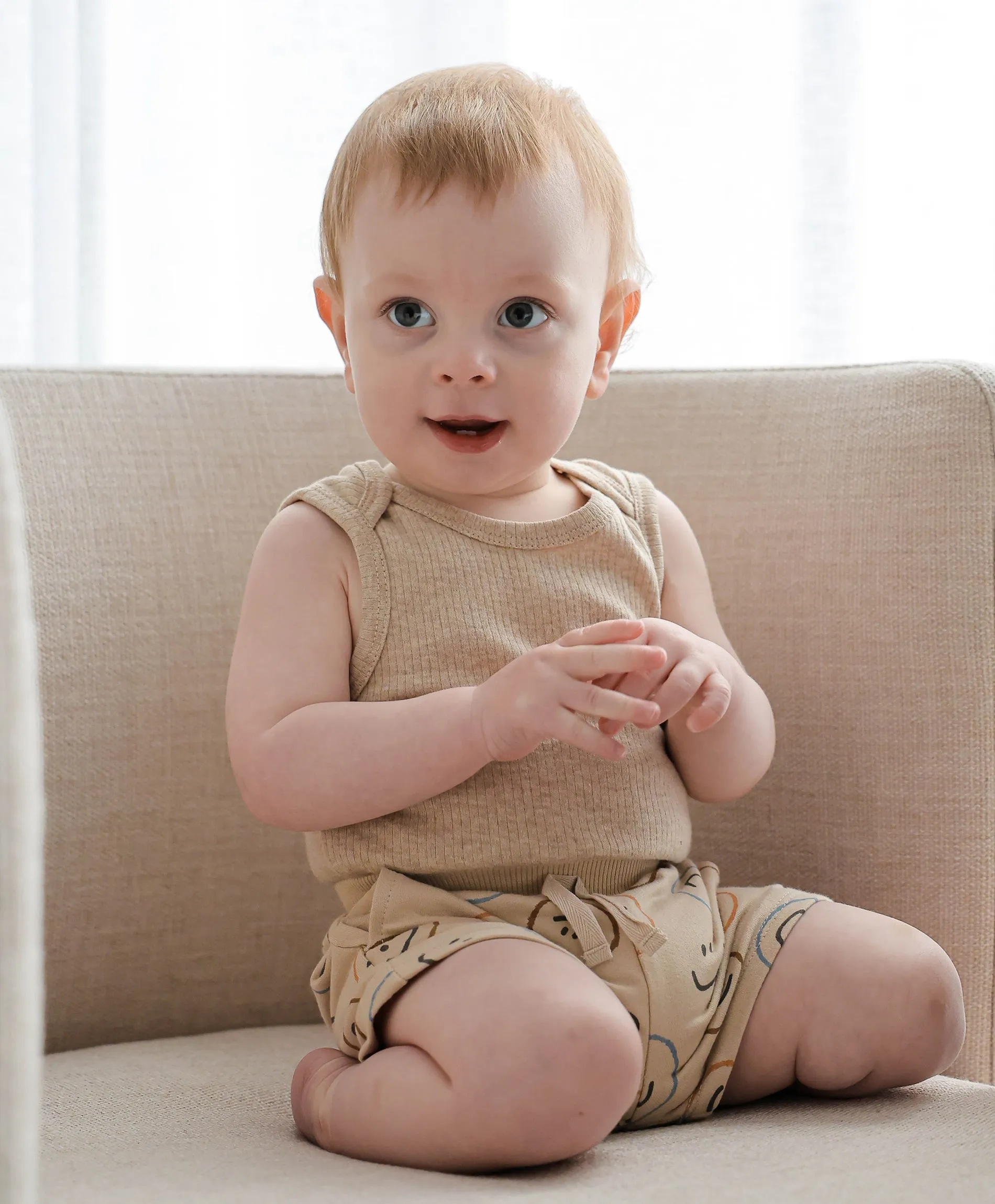Comfy baby singlet bodysuit - Heather oat