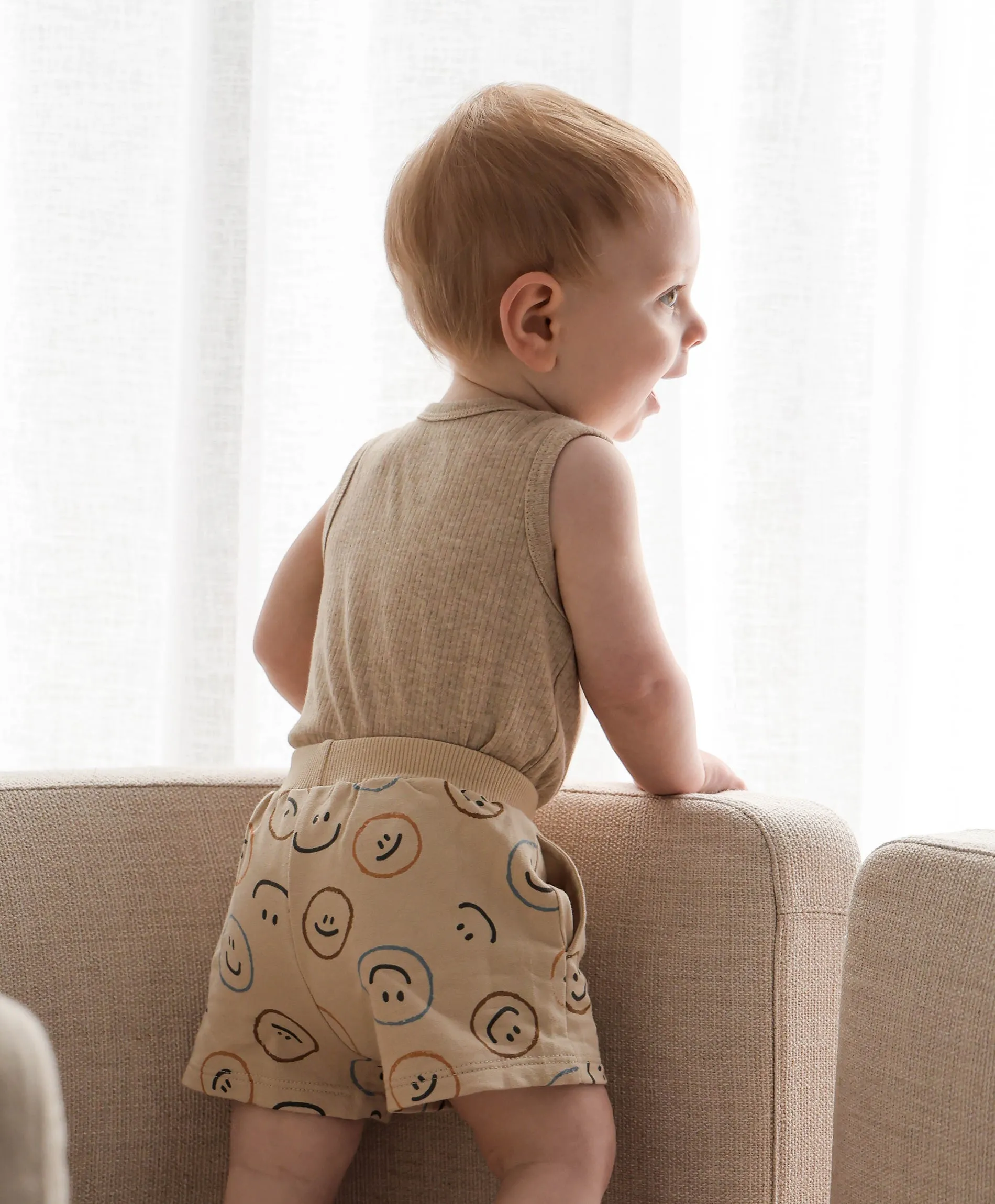 Comfy baby singlet bodysuit - Heather oat