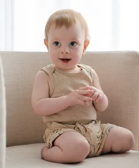 Comfy baby singlet bodysuit - Heather oat