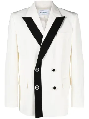contrast-lapel double-breasted blazer