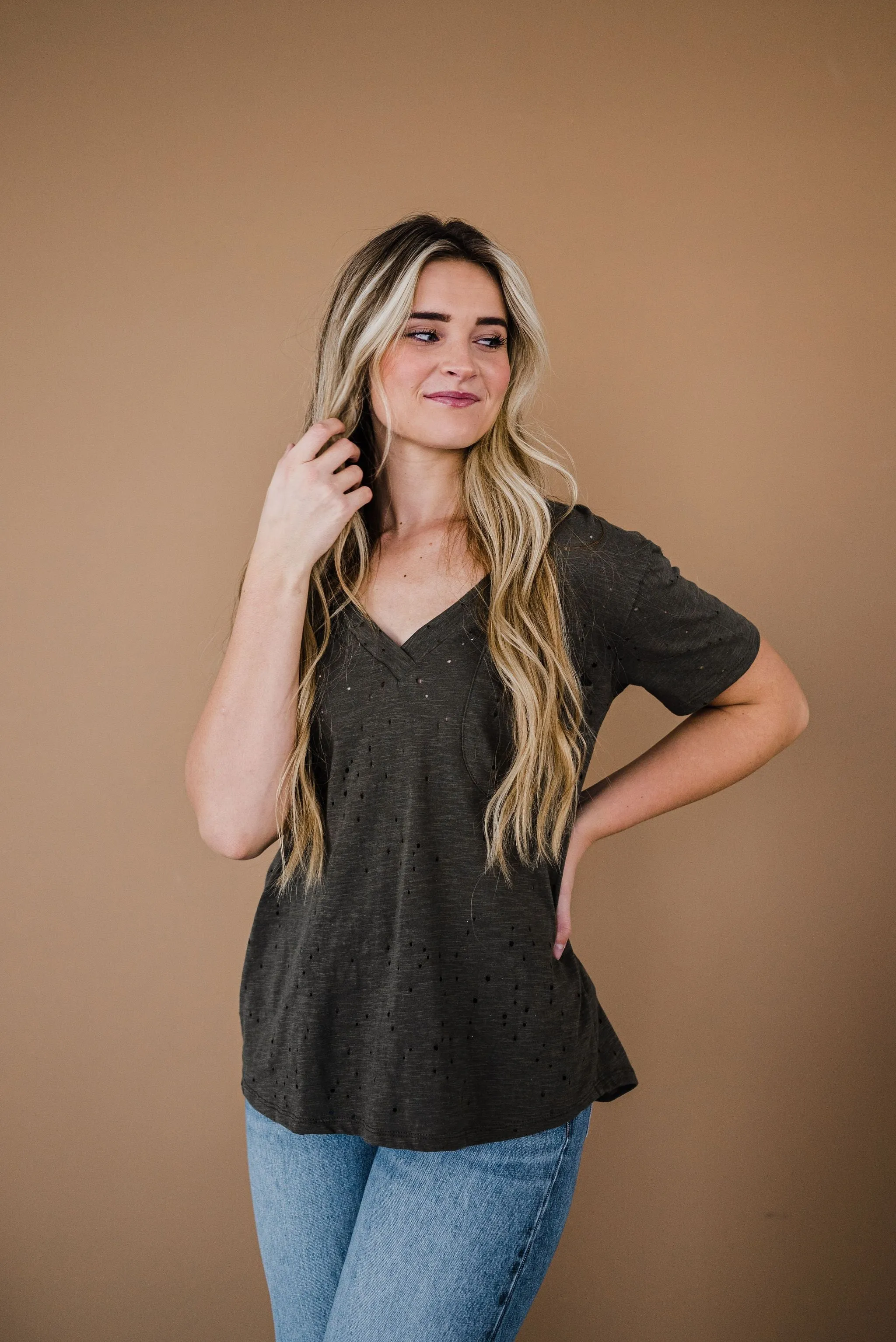 Distressed Boyfriend Tee - Black