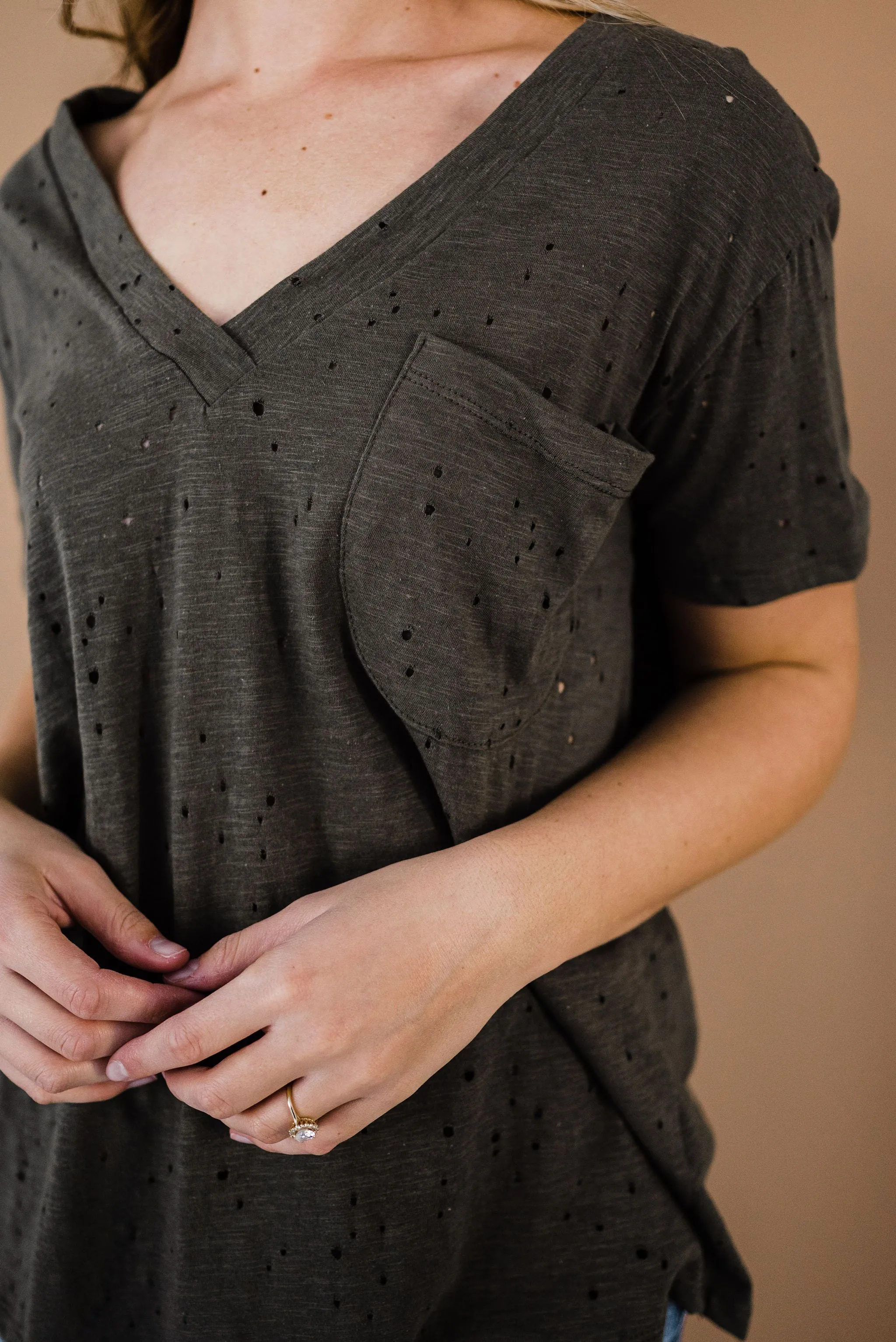 Distressed Boyfriend Tee - Black