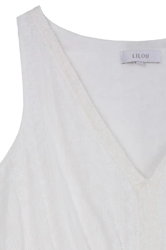 Emilie Embroidered white V neckline tiered dress