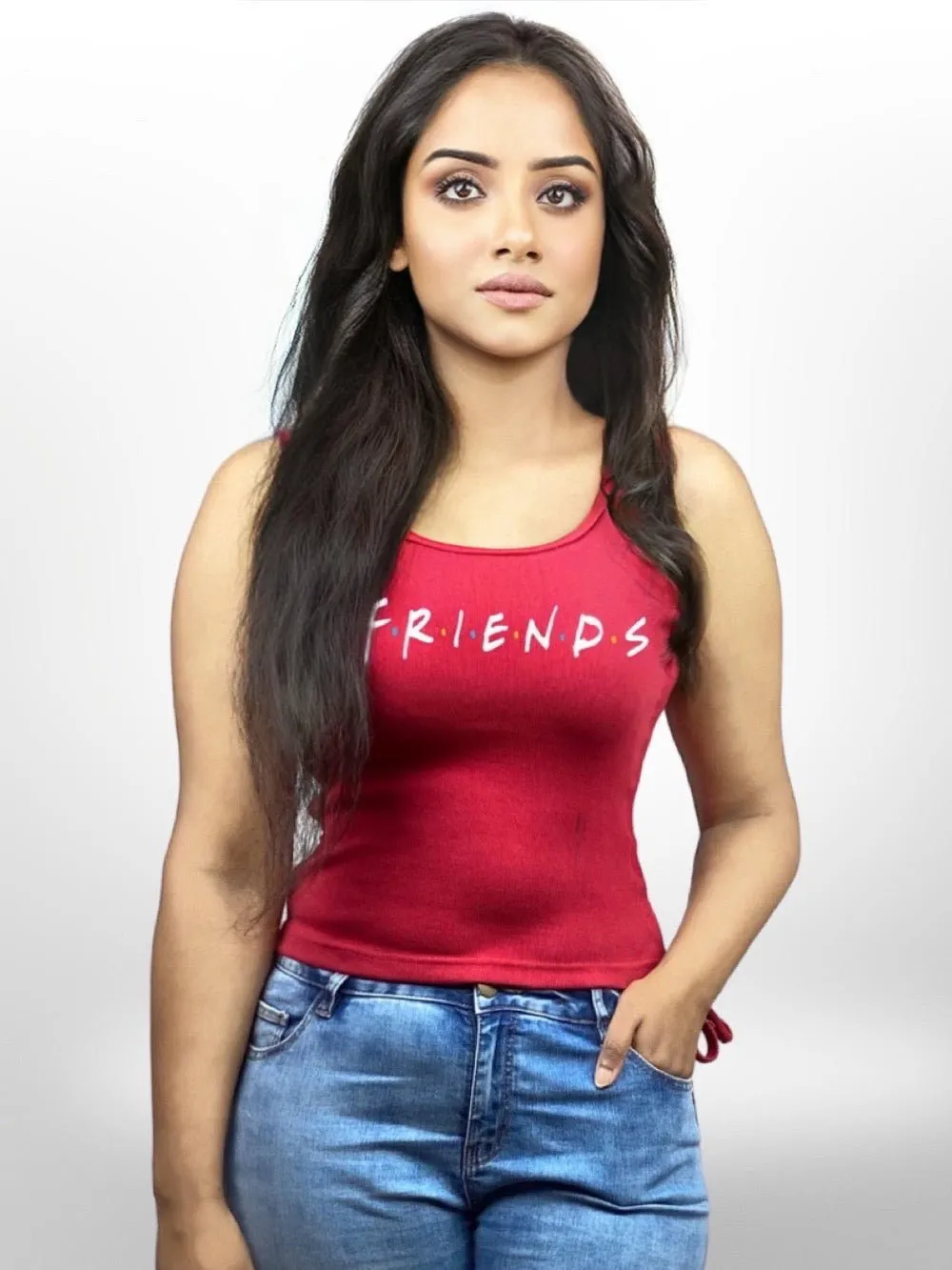 FRIENDS Printed Comfortable Ladies Red TankTop