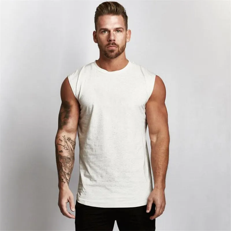 Gym Tank Top Men Cotton Bodybuilding Fitness Sleeveless T Shirt Workout Clothing Mens Sportswear Muscle Vests