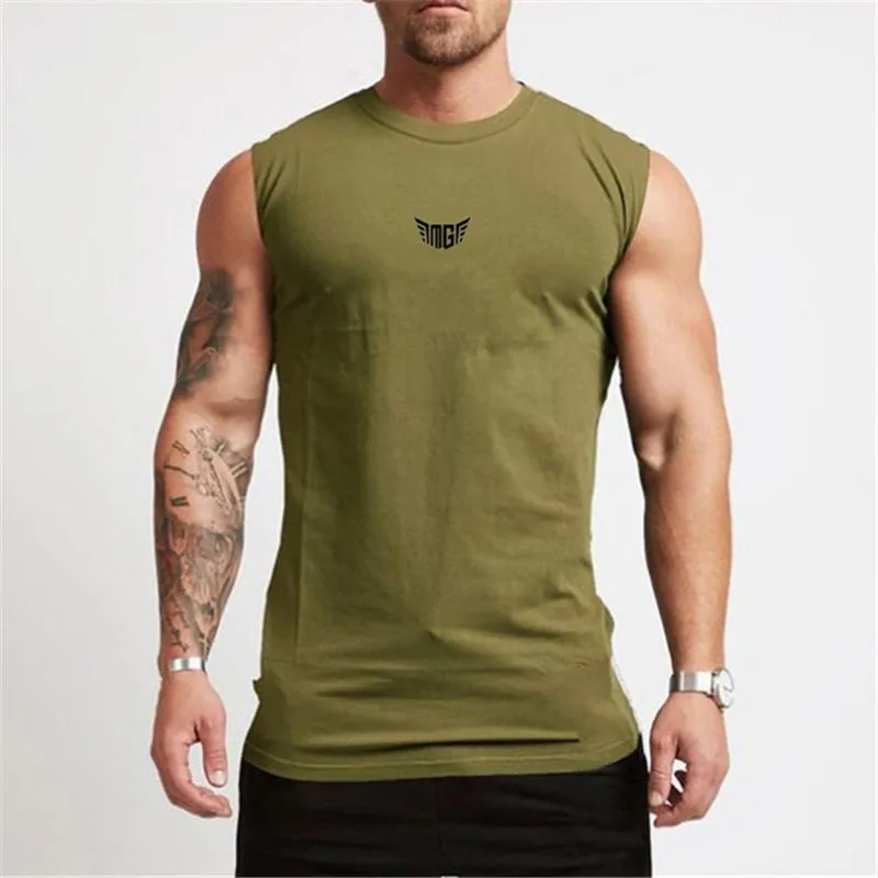Gym Tank Top Men Cotton Bodybuilding Fitness Sleeveless T Shirt Workout Clothing Mens Sportswear Muscle Vests