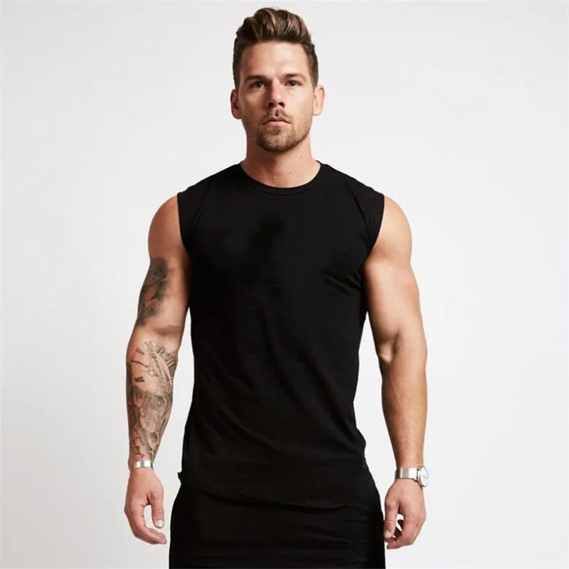 Gym Tank Top Men Cotton Bodybuilding Fitness Sleeveless T Shirt Workout Clothing Mens Sportswear Muscle Vests