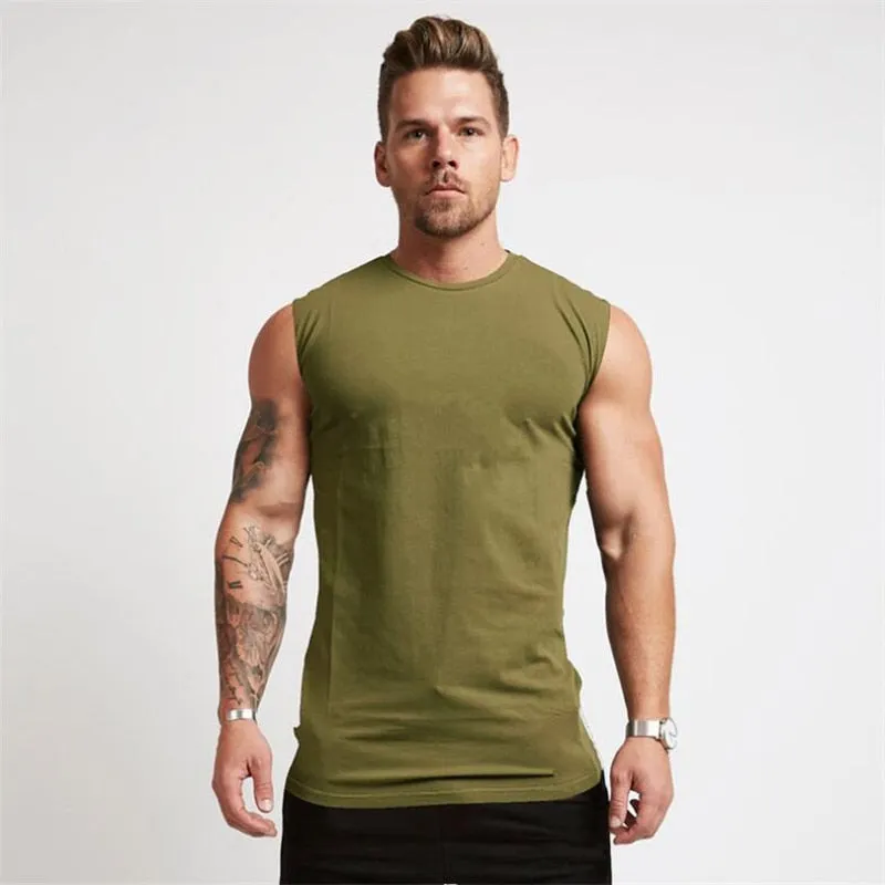 Gym Tank Top Men Cotton Bodybuilding Fitness Sleeveless T Shirt Workout Clothing Mens Sportswear Muscle Vests