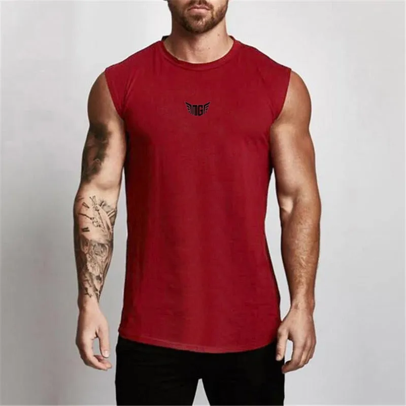 Gym Tank Top Men Cotton Bodybuilding Fitness Sleeveless T Shirt Workout Clothing Mens Sportswear Muscle Vests