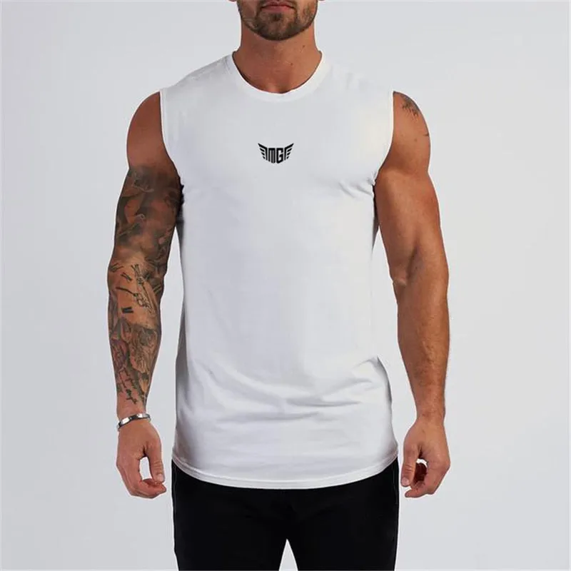 Gym Tank Top Men Cotton Bodybuilding Fitness Sleeveless T Shirt Workout Clothing Mens Sportswear Muscle Vests