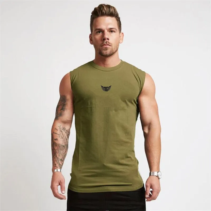 Gym Tank Top Men Cotton Bodybuilding Fitness Sleeveless T Shirt Workout Clothing Mens Sportswear Muscle Vests