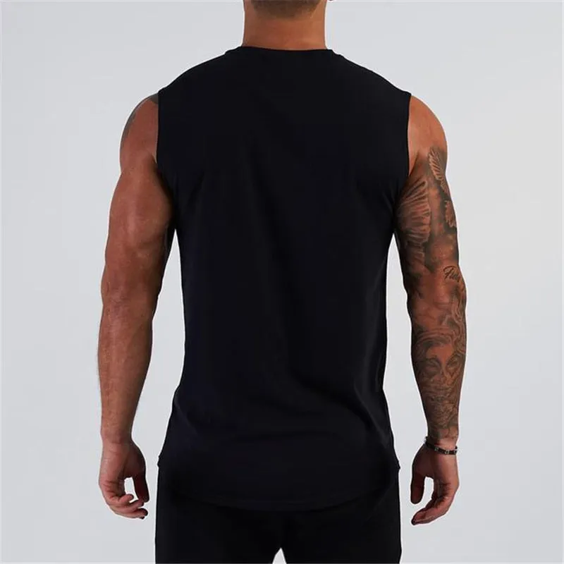Gym Tank Top Men Cotton Bodybuilding Fitness Sleeveless T Shirt Workout Clothing Mens Sportswear Muscle Vests