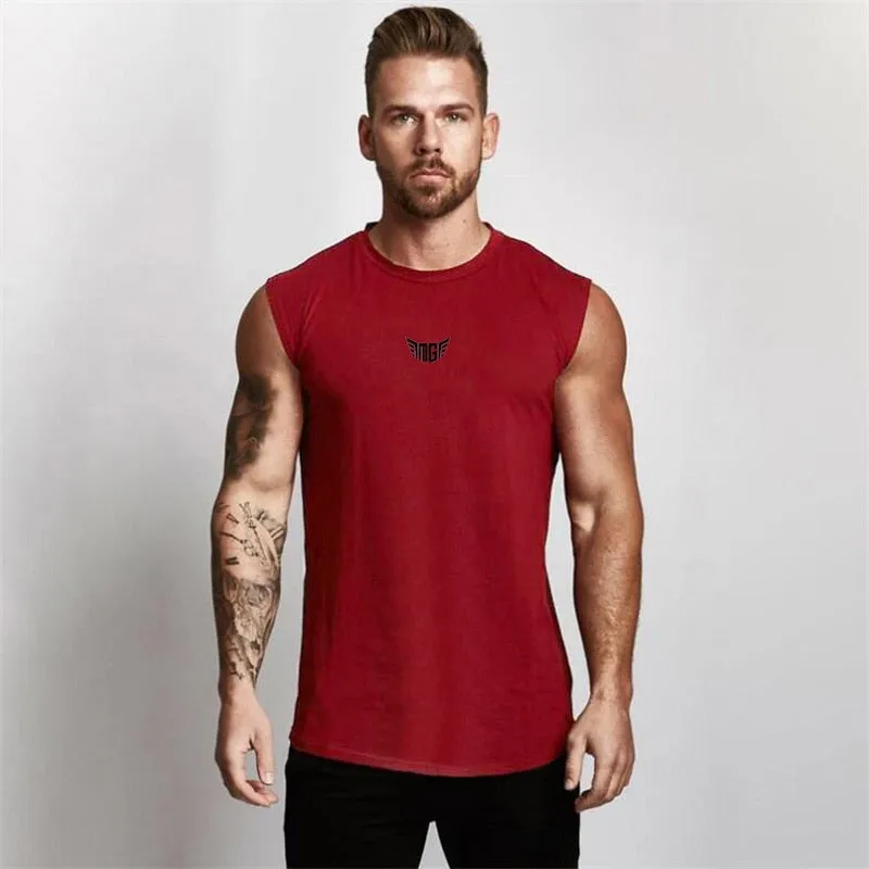 Gym Tank Top Men Cotton Bodybuilding Fitness Sleeveless T Shirt Workout Clothing Mens Sportswear Muscle Vests